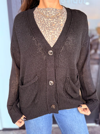 Black Button Down Cardigan