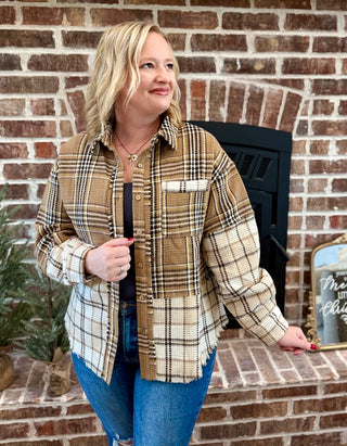 Mocha Plaid oversized shacket