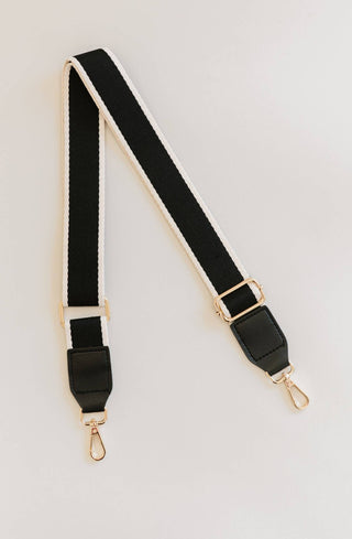 Sloane Adjustable Guitar Bag Strap in Black and White: Thick black stripe