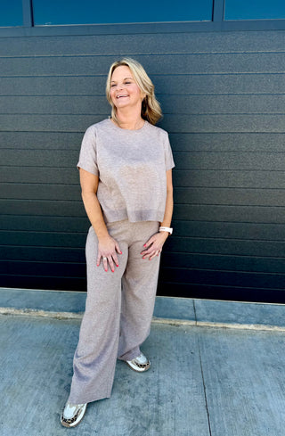 Boxy sweater top and pant set