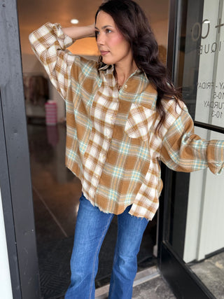 Noelle Sage & Brown flannel shirt