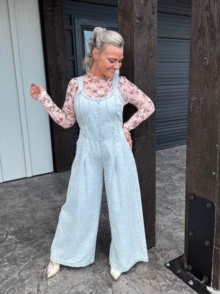 Mineral washed scoop neck Denim Jumpsuit