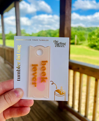 Book lover tumbler lid tag