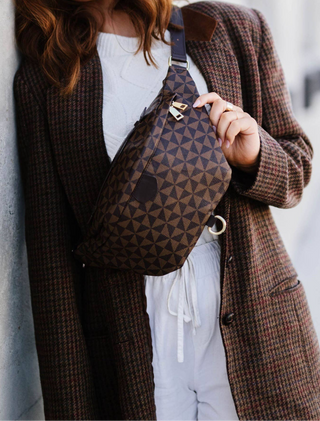 Adele Fanny pack Belt Bag: Brown Pinwheel