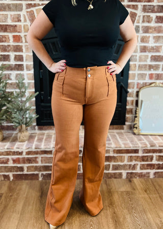 Chestnut Cotton stretch Flare Pant