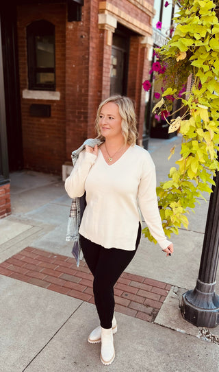 Ecru drop shoulder top