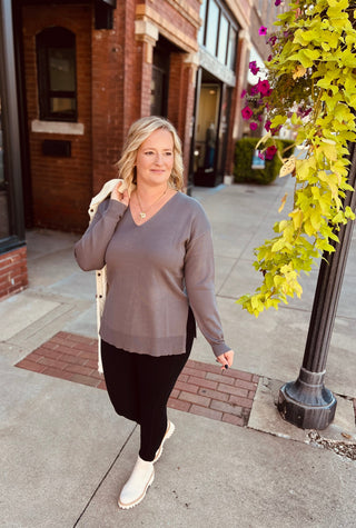 Charcoal drop shoulder top