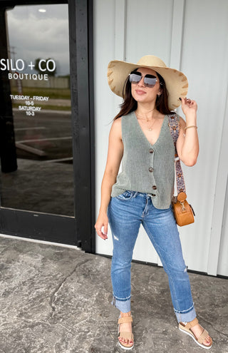 Medium wash black label denim