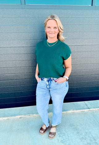 Juniper Green Cap Sleeve Sweater