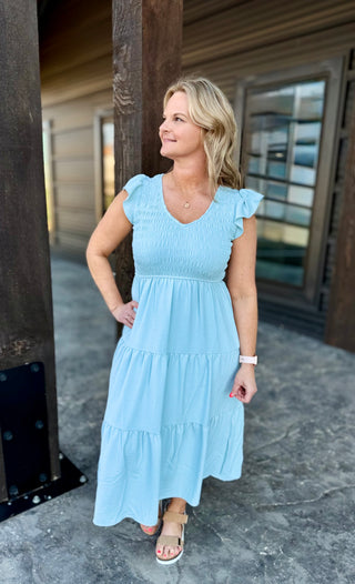 Mint Flutter Sleeve Maxi Dress