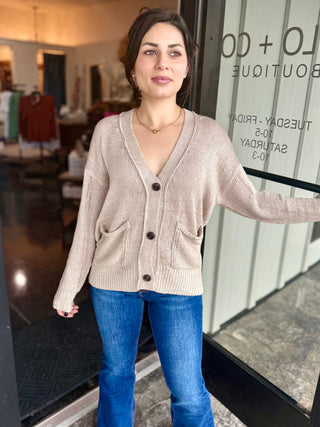 Sand Button Down Cardigan