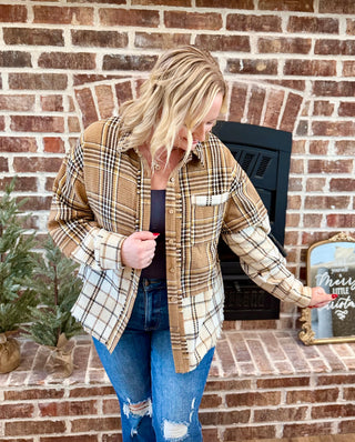 Mocha Plaid oversized shacket