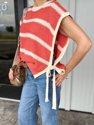 Side tie oversized knit vest