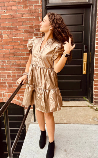 Gold Faux Leather dress