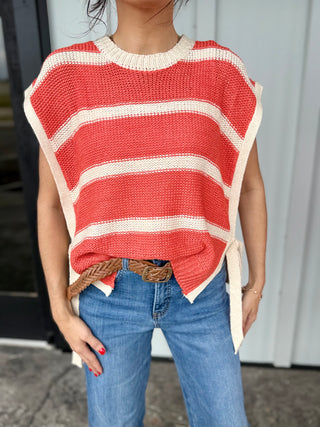 Side tie oversized knit vest