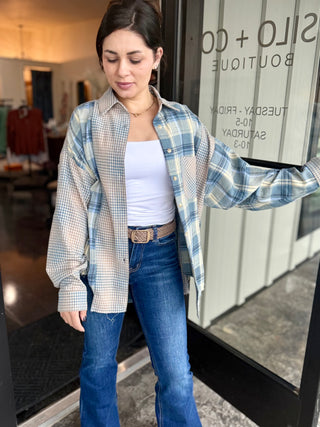 Kambrie Blue plaid flannel oversized shirt