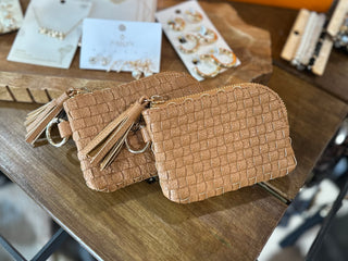 Bailey Checkered Keychain Wallet: Tan
