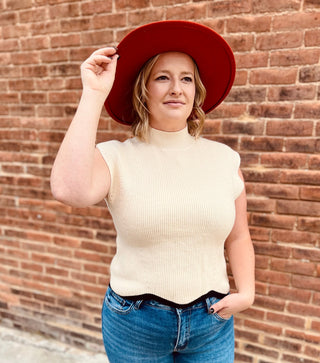 Mock neck short sleeve sweater