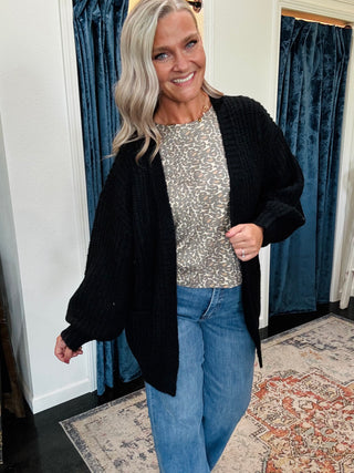 Black Pocket Long sleeve Cardigan