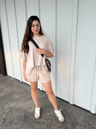 Taupe cotton lounge Shorts