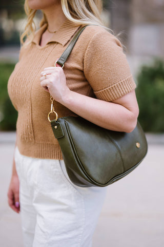 Marissa Crossbody Saddle Hand Bag Purse: Black