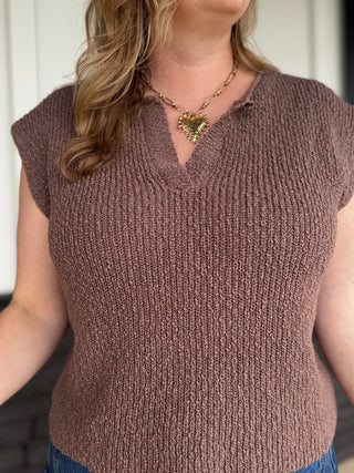 Mocha Mousse V-neck top