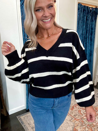 Black stripe knit sweater