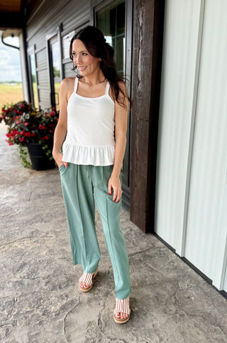 Teal Green Soft-Touch Dress Pants