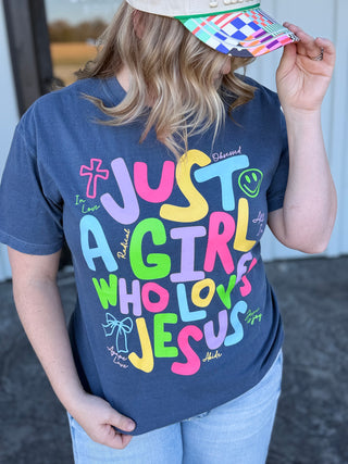 Just a Girl who Loves JESUS graphic tee