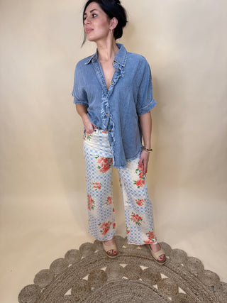 Floral checkered pant