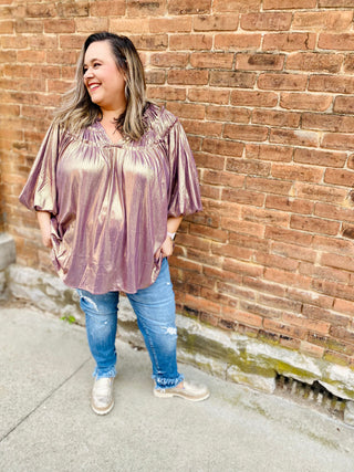 Gold & Periwinkle shimmer blouse