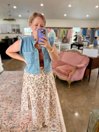Denim ruffle vest