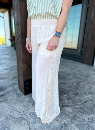 Wide Leg pants with crochet detail