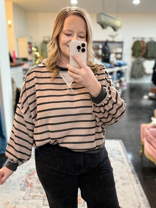 Mocha Crew Neck drop shoulder top