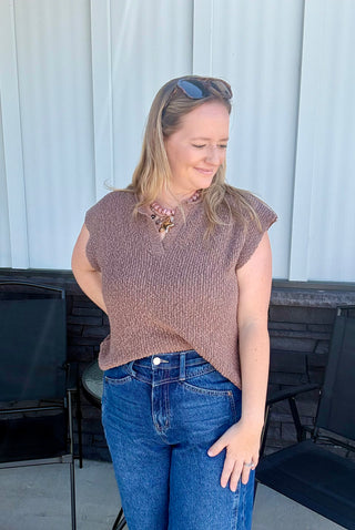 Mocha Mousse V-neck top