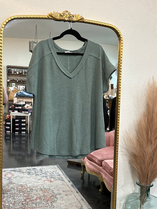 Sage V-Neck Relaxed Blouse