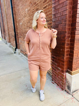 Mocha button up romper