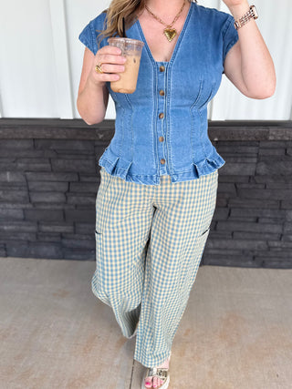 Plaid Patch Pocket Pants