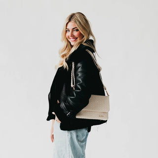 Wrenlee Woven Flap Crossbody: Cream