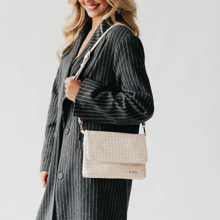 Wrenlee Woven Flap Crossbody: Cream