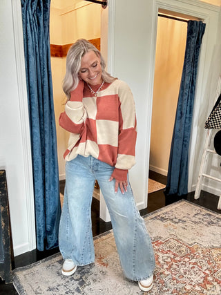Clay Checker print oversized sweater