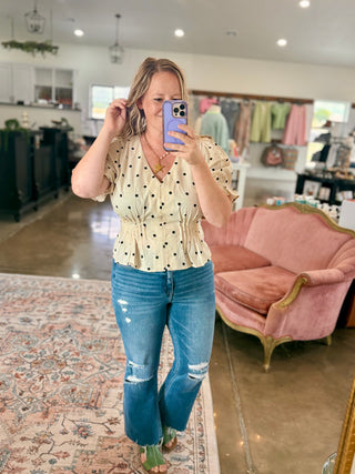 Polka Dot Peplum Blouse