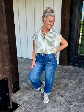 Cropped cuffed Barrel Jeans