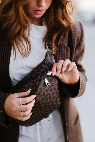Adele Fanny pack Belt Bag: Brown Pinwheel