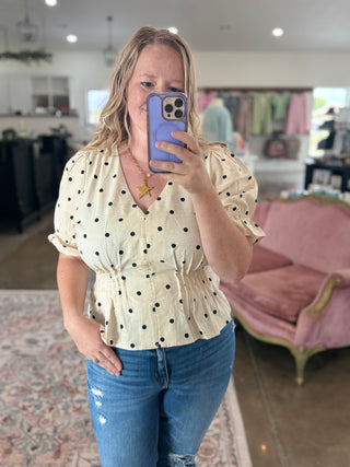 Polka Dot Peplum Blouse