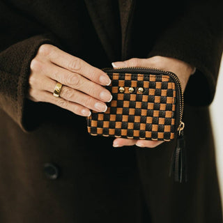 Wynona Woven Wallet Checkered Coffee