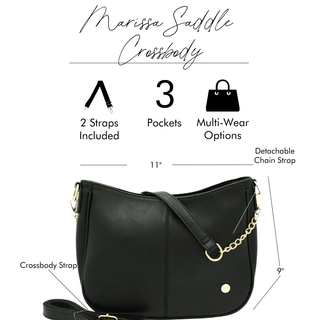 Marissa Crossbody Saddle Hand Bag Purse: Black
