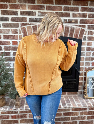 Camel braided sweater