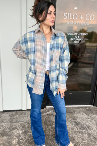 Kambrie Blue plaid flannel oversized shirt