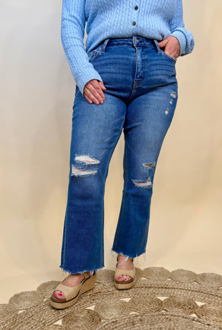 Aurora high rise crop kick flare￼